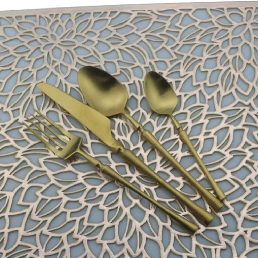 Gold Placemats Laser Cut Elegant Everyday Special Occasion Holiday Elegant 4 PC